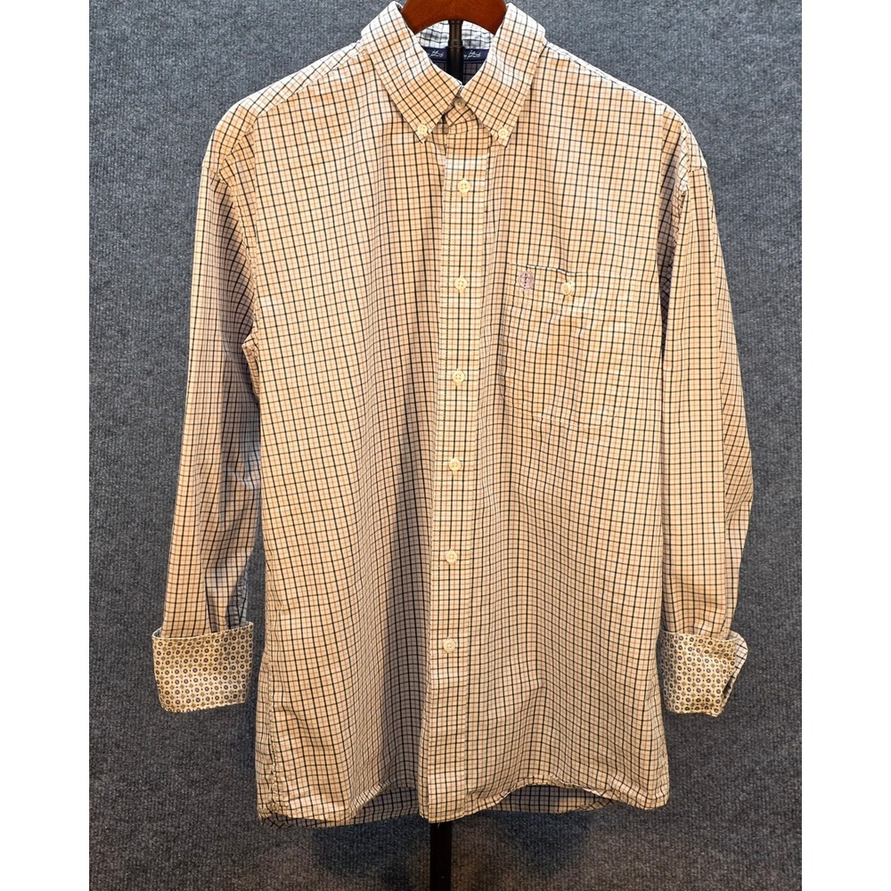 Wrangler George Strait Shirt Mens Plaid Button Down White Purple M VGUC Western